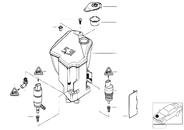 Reservatório sistema lavagem dos faróis