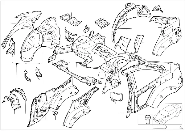 Cava da roda traseira/peça do chão