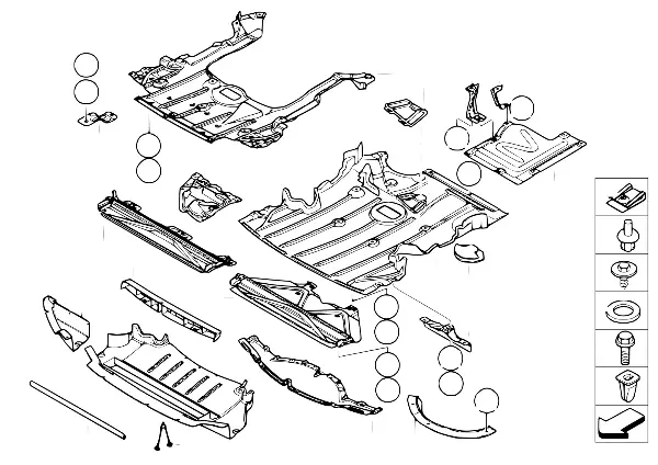 Blindagem compartim. motor/revest. inf.