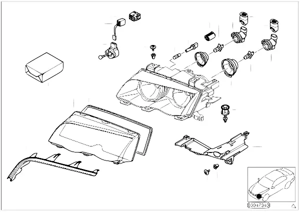 Peças individuais do farol