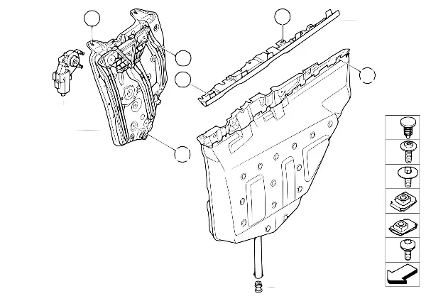 Mecanismo do vidro da porta traseira
