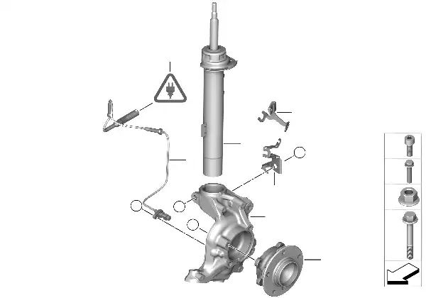 Amortec. diant./apoio oscil./rolam.roda