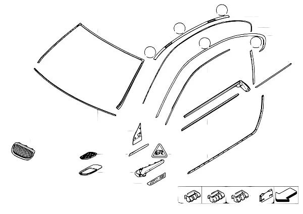 Guarnições exteriores/grelhas/ vedantes
