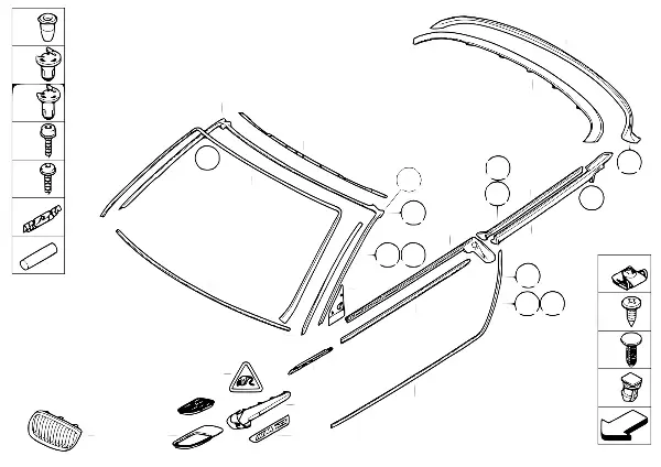 Guarnições exteriores/grelhas/ vedantes