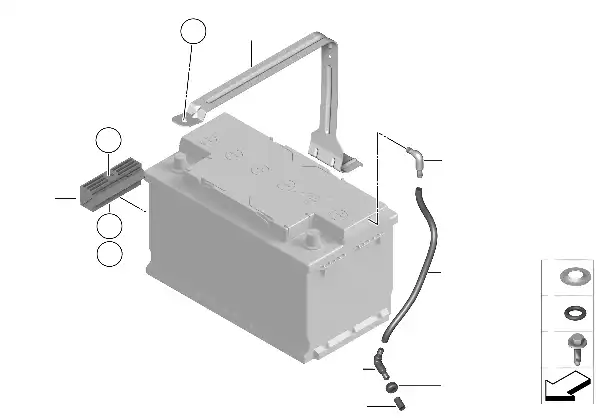 Fixação da bateria e peças adicionais