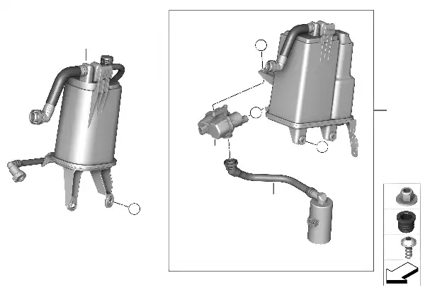 Filtro carvão activo/ventil. combust.