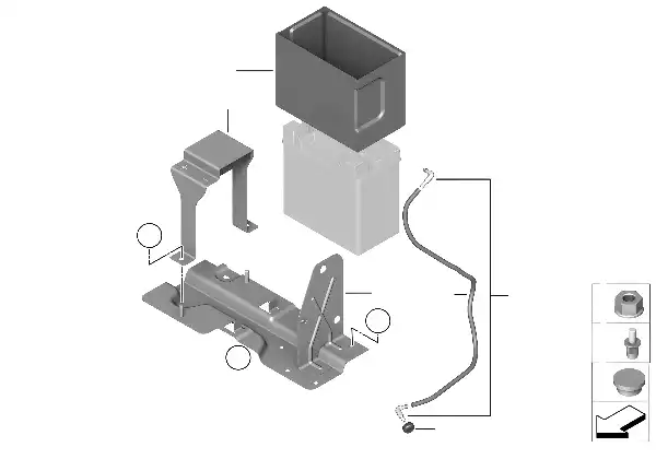 Fixação da bateria e peças adicionais
