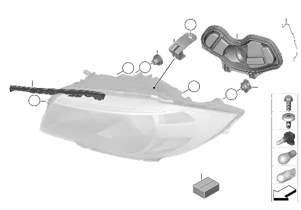 Peças individuais do farol