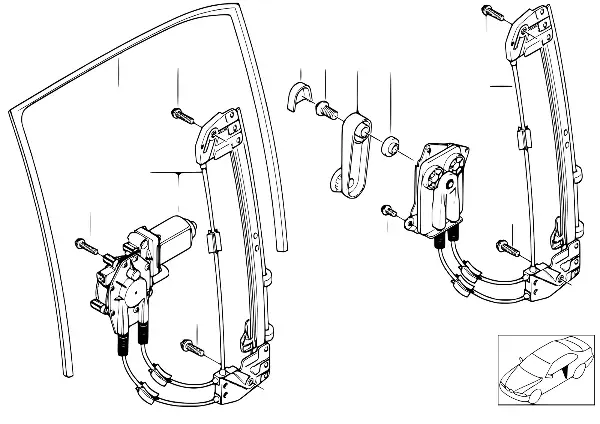 Mecanismo do vidro da porta traseira