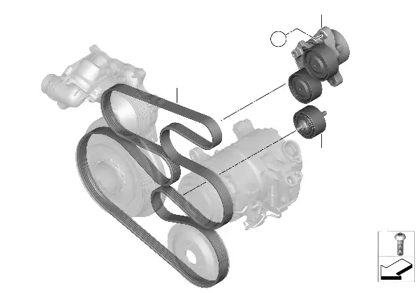 Transmissão p/correia p/AC+direc.assist.