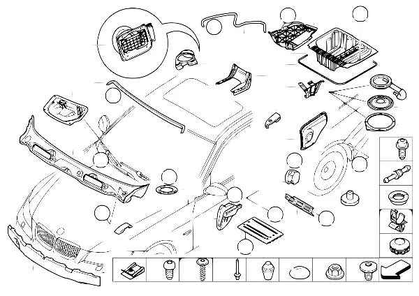 Peças de carroçaria soltas