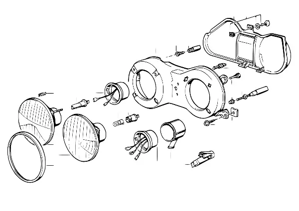 Peças individuais do farol