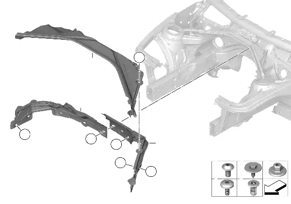 Peças de montagem compartimento motor