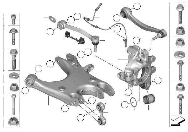 Suporte trem tras./suspensão das rodas