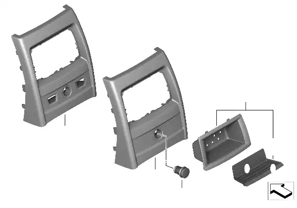 Peças de montagem consola central atrás